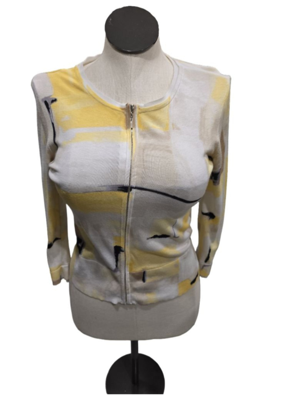 White House Black Market Women Cardigan Size M Yellow White